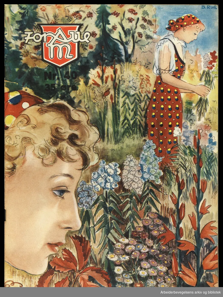 Arbeidermagasinet - Magasinet for alle. Forside. Nr. 40. 1938. Illustrasjon: Borghild Rud..