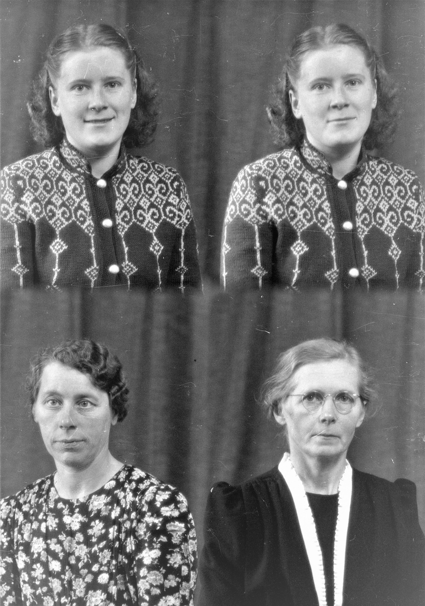 Portrett. Tre kvinner. Bestilt av Oline Gloppen, Marta Kristiansn + Olly Rønning