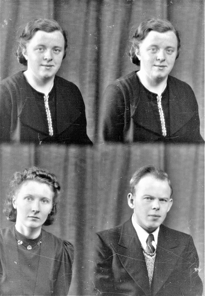 Portrett. To unge kvinner og en ung mann. Bestilt av Ruth Rønning, Hr, Teikari + Sigrun Øvrevik