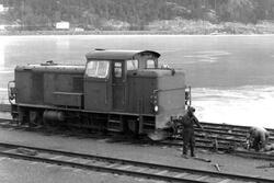 Sulitjelmabanens diesellokomotiv SAULO på Finneid stasjon. A