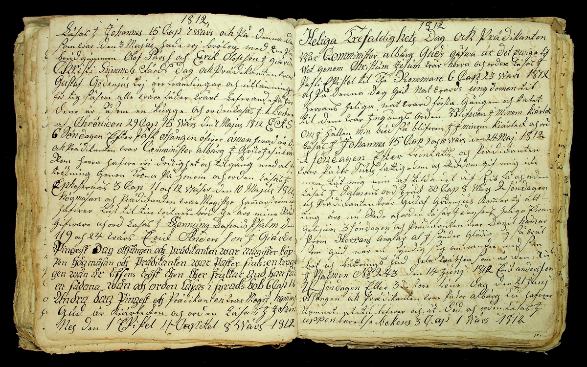 Dagbok skriven av Näs Erik Andersson från Gärde, Leksands socken under åren 1800-1821. 
Innehåller även utdrag ur predikan som Näs Erik Andersson bevistat.