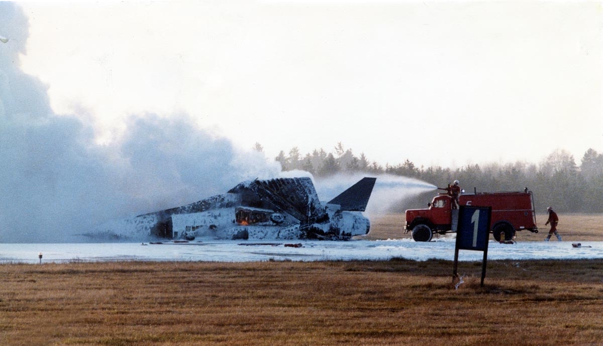 Brann i F-16 jagerfly på Rygge flystasjon i 1984