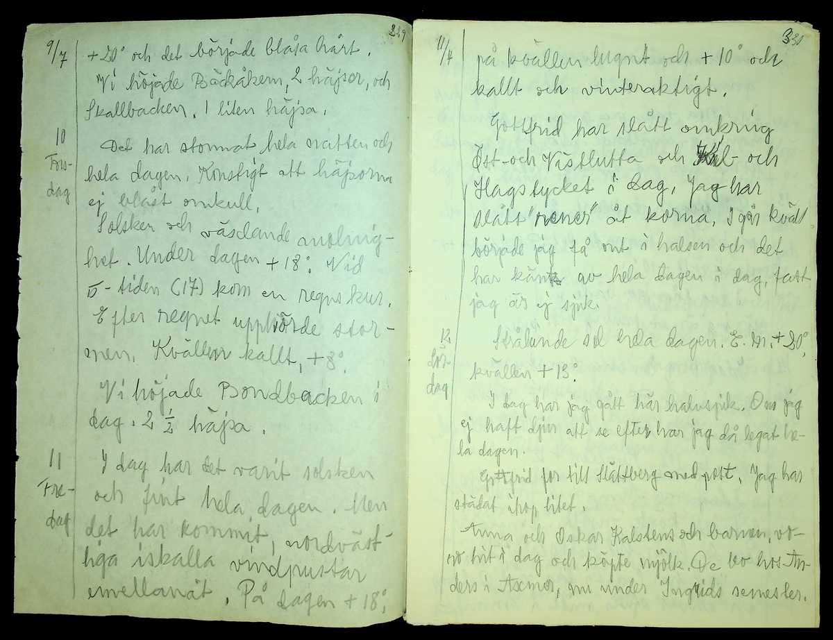 Bondedagbok skriven åren 1958-1959 av Rällsjö Brita på Rällsjögården i Bjursås socken.
Innehåller anteckningar om bl.a. hushållsarbete, diverse händelser och observationer (Sputnik I och II).