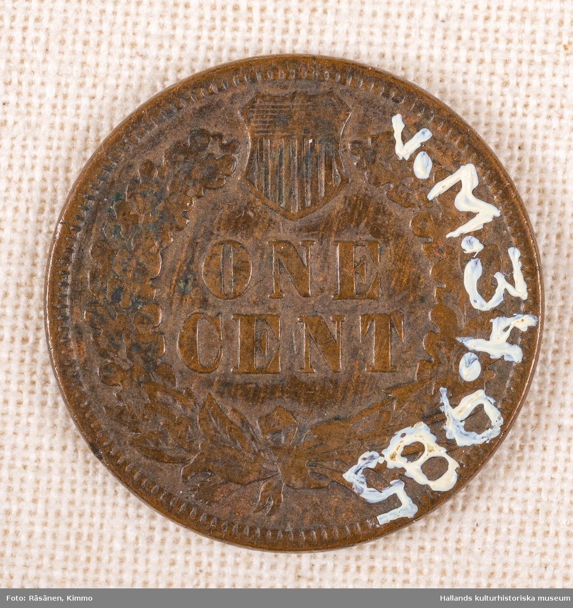 Amerikanskt kopparmynt. "One Cent" "UNITED STATES OF AMERICA"Präglingsår 1890