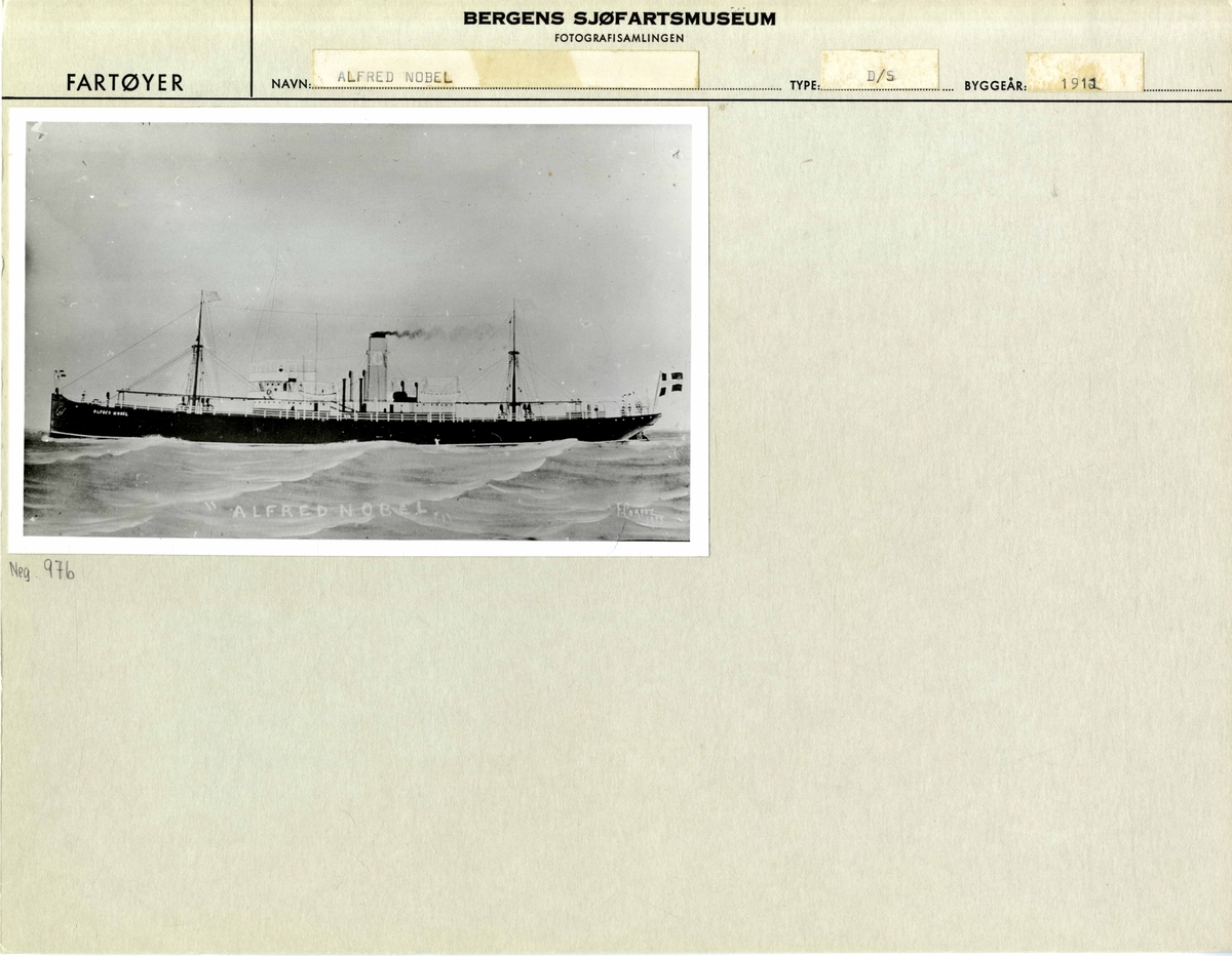 Avfotografert skipsportrett av DS ALFRED NOBEL (bygget 1912).