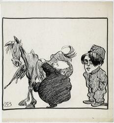 Karikatur av dikter H. T. Wildenvey og gårdbruker L. T. Træd