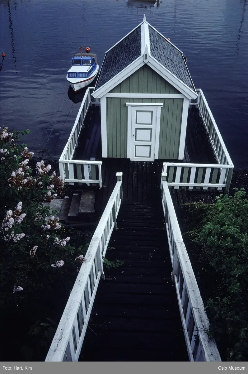 badehus, fjord, båt