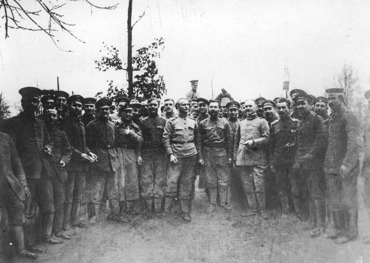 Första världskrigets vapenstilleståndsförhandlingar mellan Ryssland och Centralmakterna.  Ryska parlamentärer.