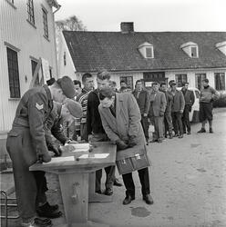 Norsk FN-styrke møter på Gardermoen. April 1961