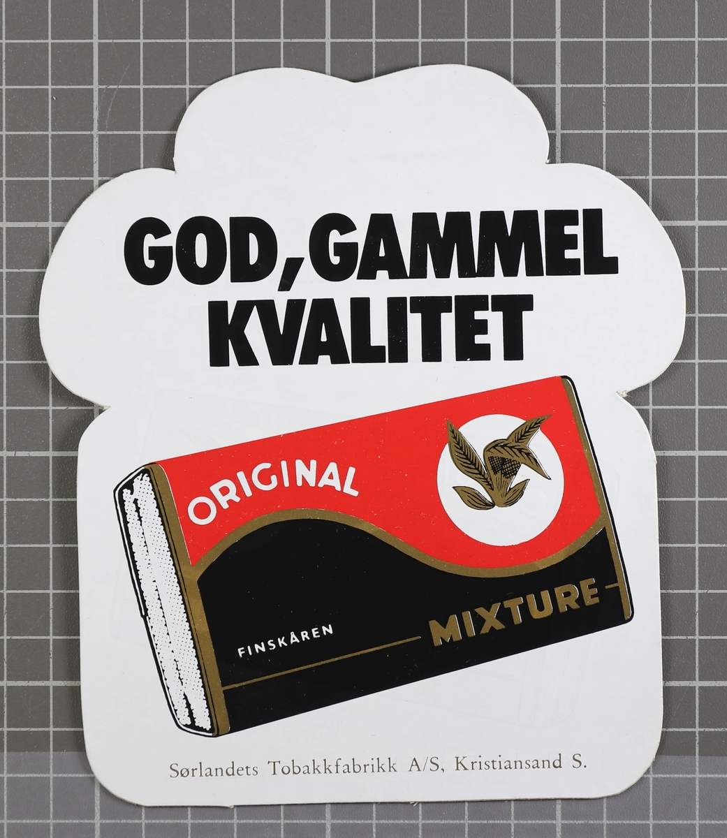 En pakke Original Mixture, over står teksten "God, gammel kvalitet"