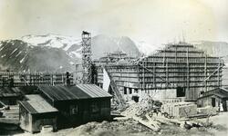 Bygging av Honningsvåg skole. Primo juni 1953.
