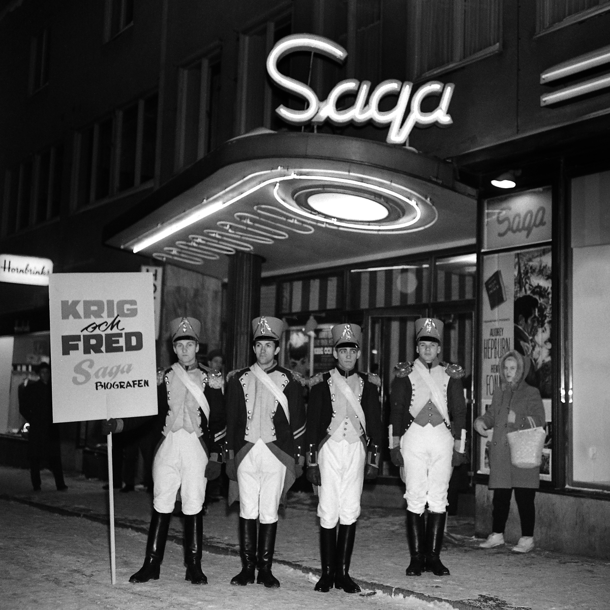 Filmpremiär på Saga biografen, "Krig och fred", 1958.