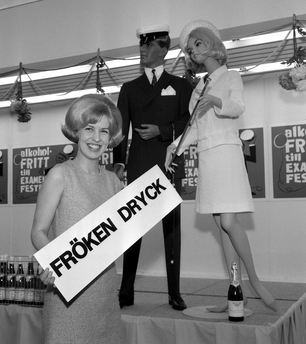 NTO:s Fröken Dryck kampanj om alkoholfritt studentfirande 1967.