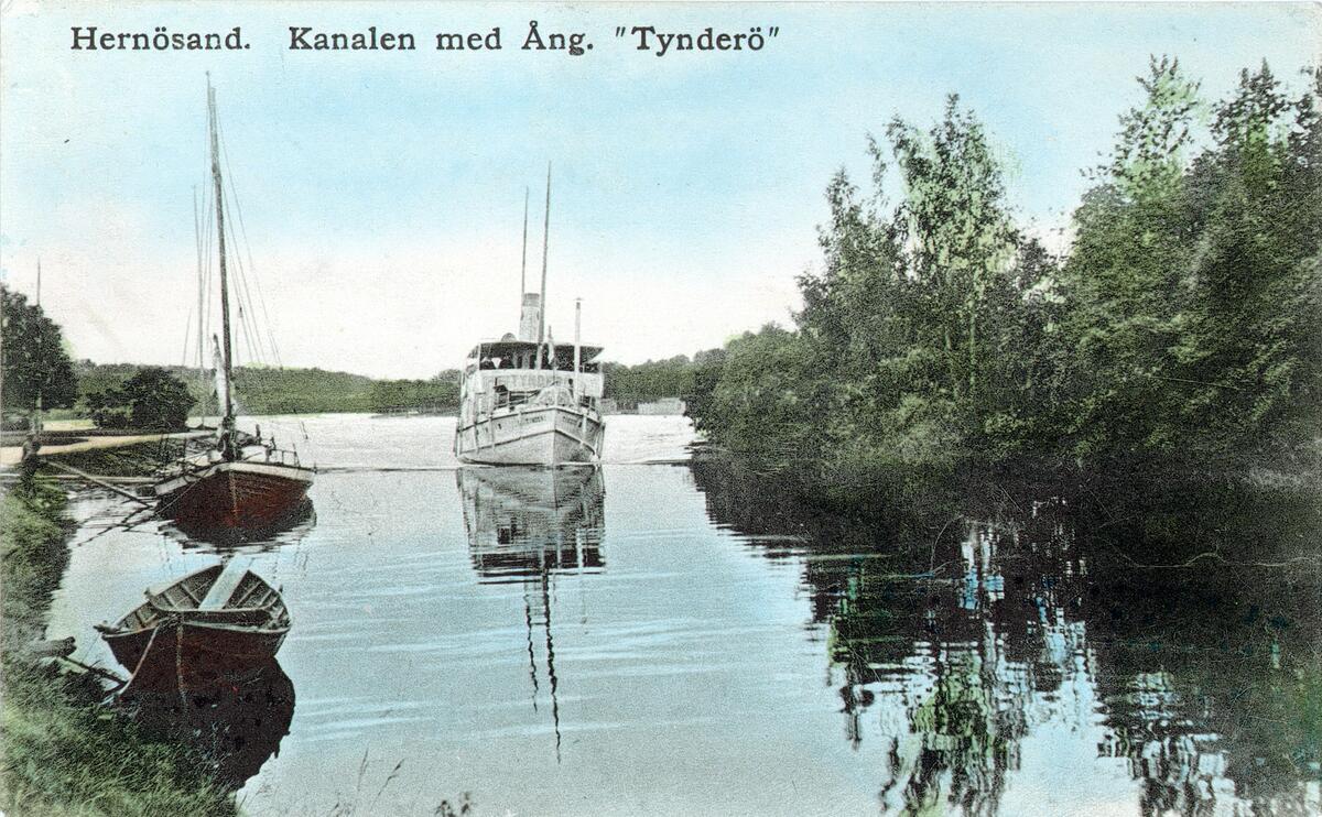 Kanalen med ångaren "Tynderö". Vykort