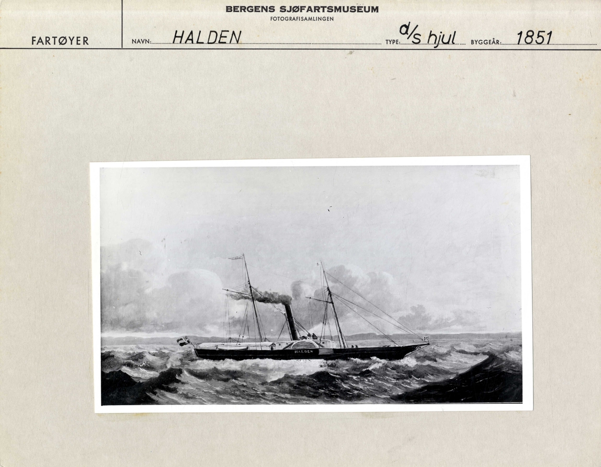 Skipsportrett av DS HALDEN (bygget 1851).