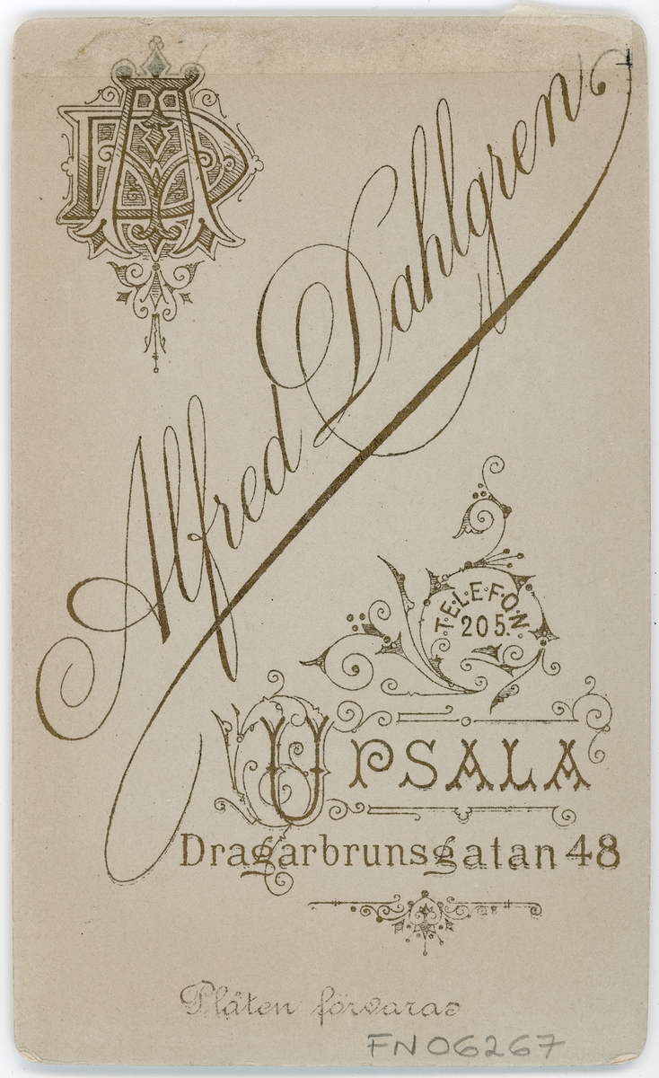 Kabinettsfotografi - agronom J S från Kilanda, Uppsala 1894