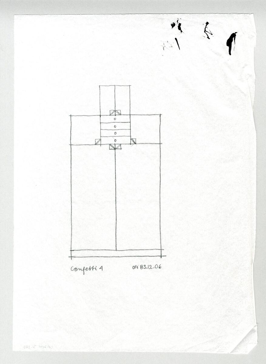 Sju varianter av ett kabinettskåp med postmodernistisk drag