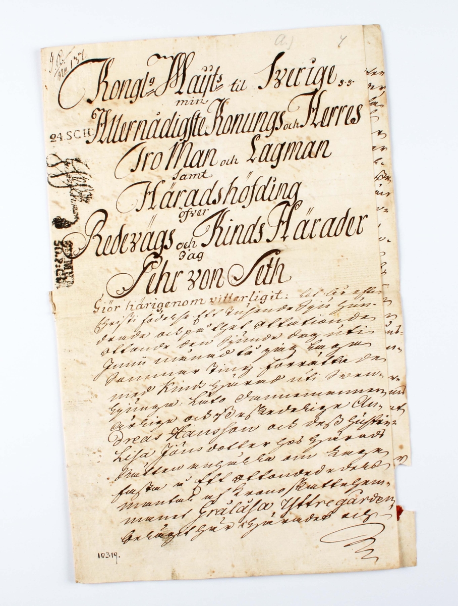 Fastebrev utfärdade av Pehr, von Seth, i Svenljunga 4 juni 1788 på Grälåsa Yttregård, Länghems socken, Kinds härad, jämte köpebrev för detsamma 15 april 1786. Diverse pappersark med handskriven text och stämplade med röda lacksigill.