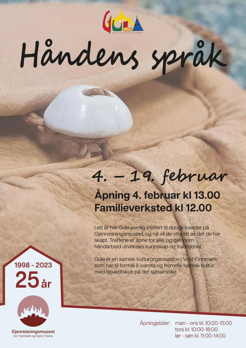 Plakat for utstillingen Håndens språk, Gula.