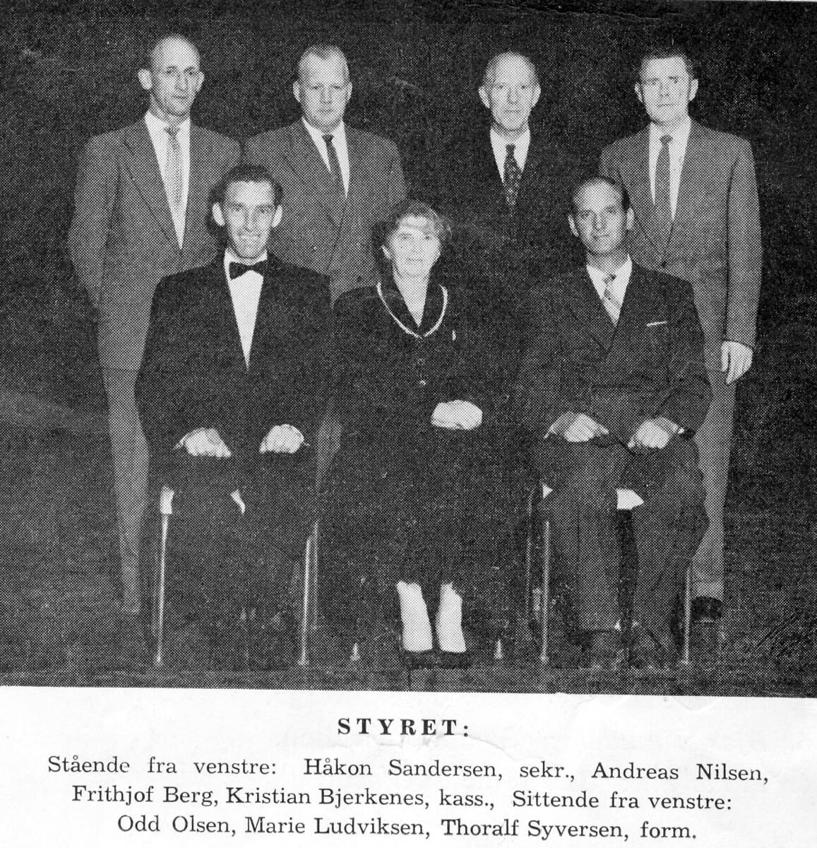 Styret til Lande guttemusikkorps i jubileumsåret 1959