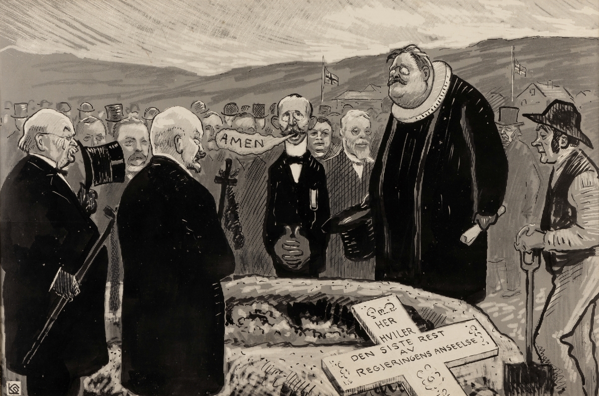 Politisk begravelse anno 1917 [Tegning]