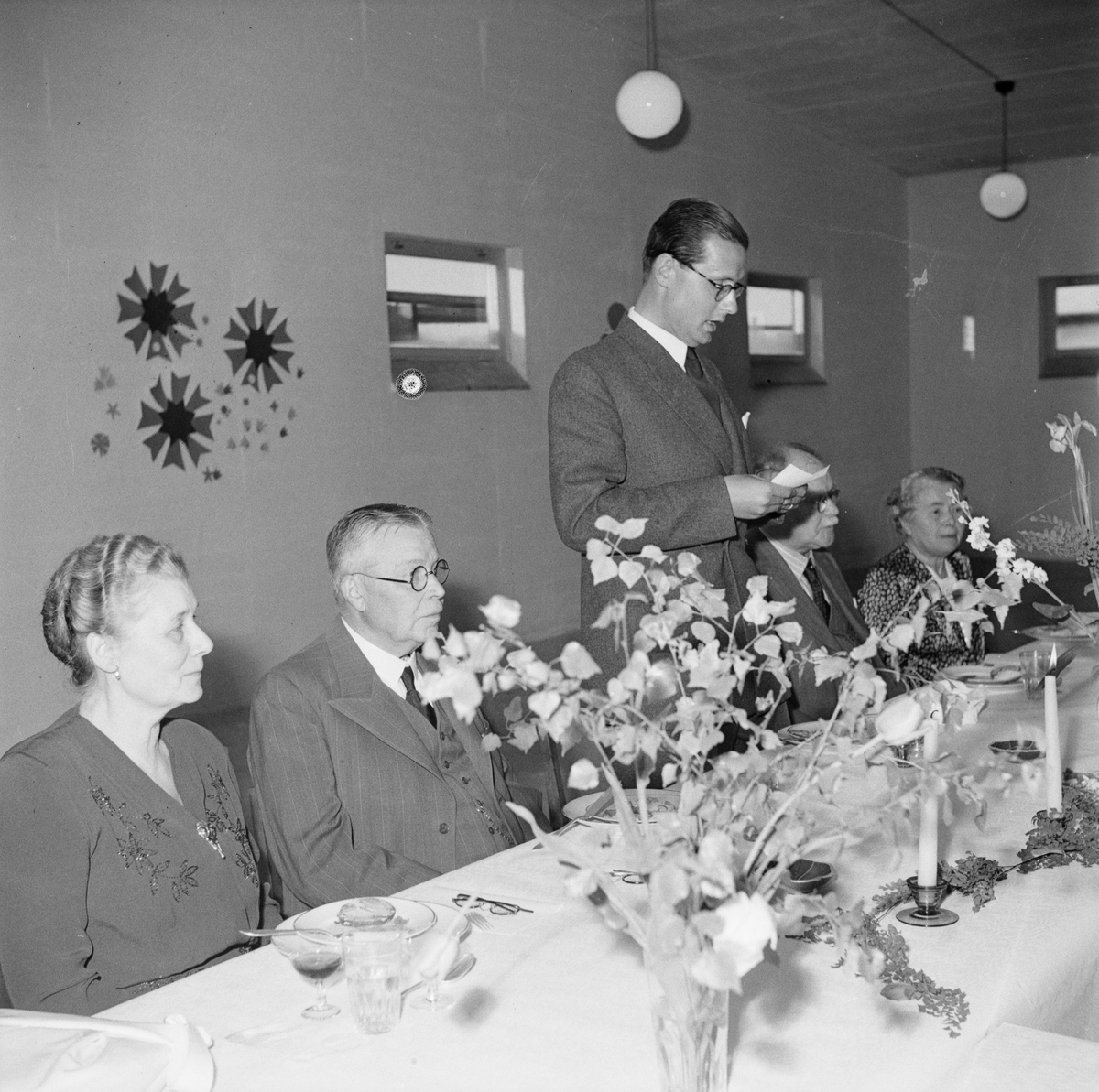Almqvist & Wiksell, personalmiddag, Uppsala maj 1947
