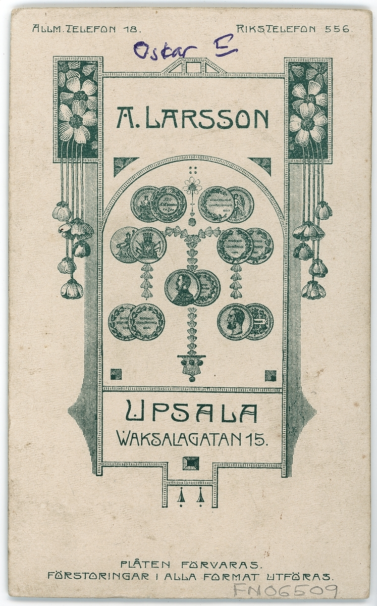 Kabinettsfotografi - Oskar E, Uppsala 1911