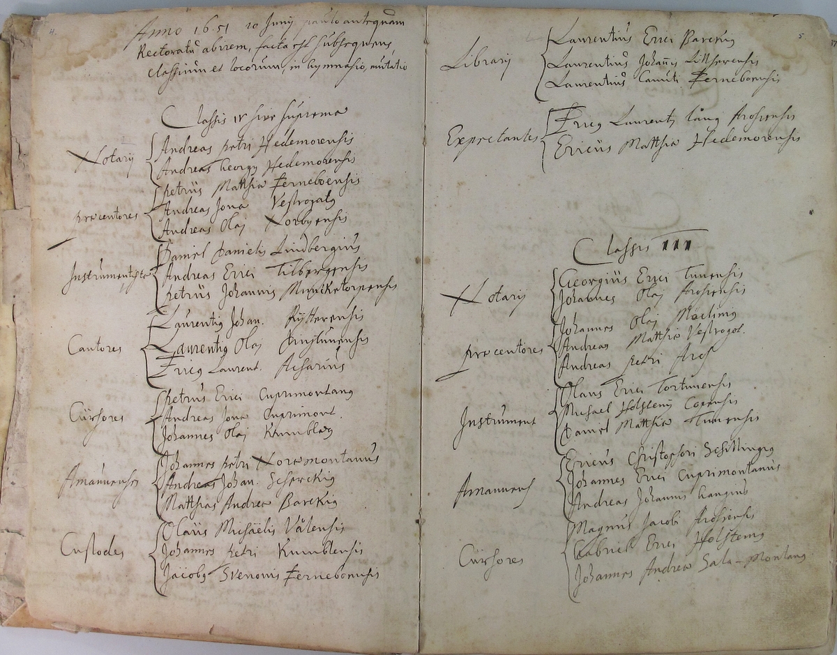 Rudbeckianska skolan i Västerås elevlängd 1650-1659.