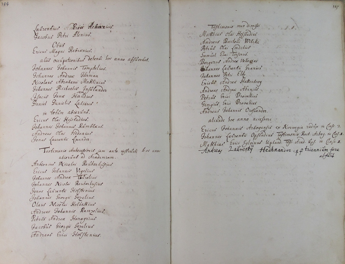 Rudbeckianska skolan i Västerås elevlängd 1680-1689.