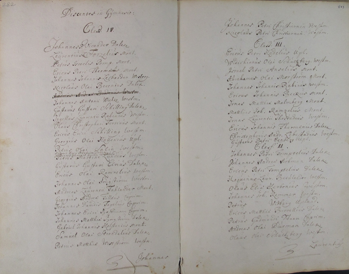 Rudbeckianska skolan i Västerås elevlängd 1690-1702.