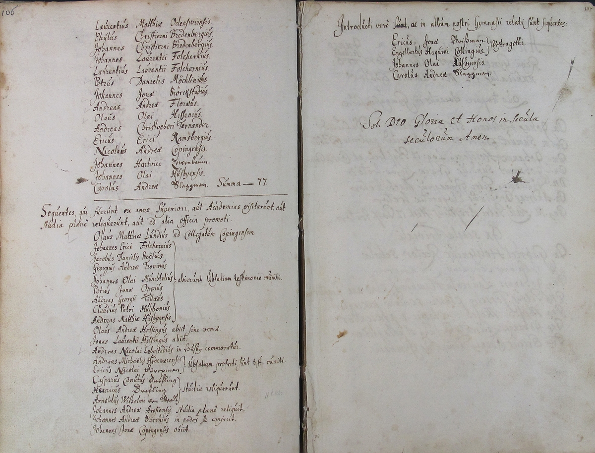 Rudbeckianska skolan i Västerås elevlängd 1660-1669.