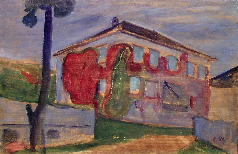 Hus med rød villvin, et maleri av Edvard Munch