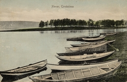 Postkort, Hamar, Tjuvholmen, Veslemjøsa, Vesle-Mjøsa, robåte