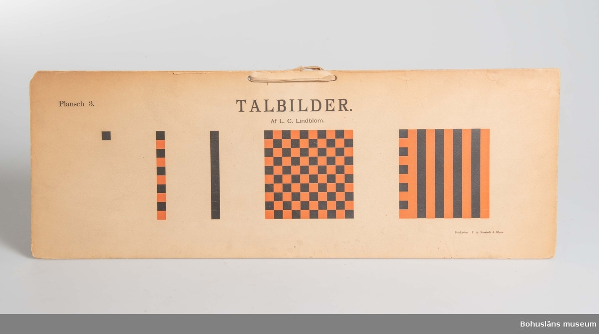 Ur handskrivna katalogen 1957-1958:
Talbilder (undervisningsmat.)
2 st., af L. c: Lindblom. Plansch 1-4 och 2-3. Kartong.
Arkivet

Lappkatalog:
