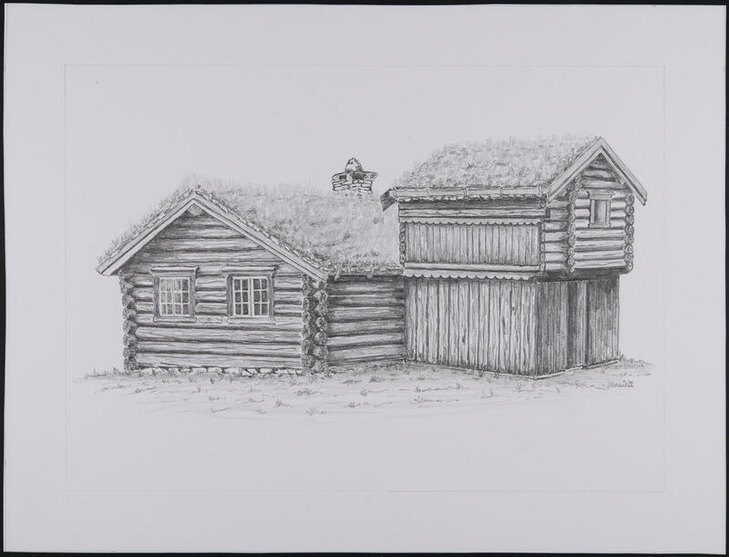 Tegning av Lonåsstua med barfrø