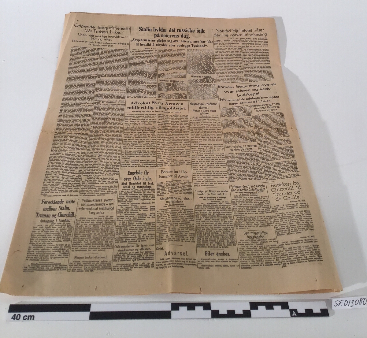 Avis fra frigjøringsdagen etter andre verdenskrig
Fellesavis som ble utgitt i Oslo i de fem første frigjøringsdagene i mai 1945, 6 sider