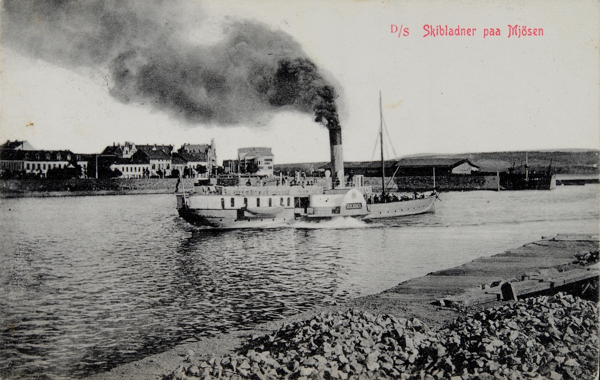Postkort, Hamarbukta, Mjøsbåt, D/S Skibladner ved Hamar brygge,