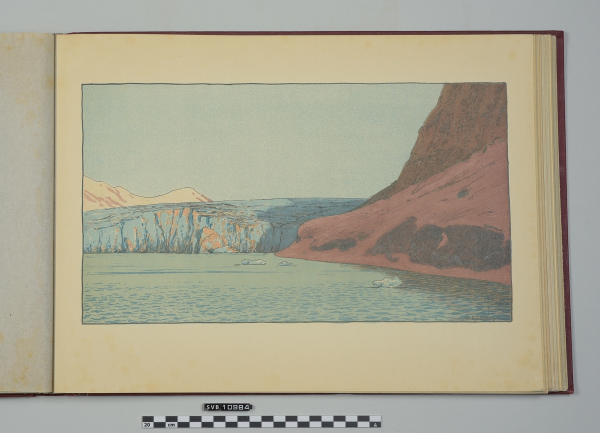 Praktbok med litografiske illustrasjoner fra nordlandsreisen med skipet Auguste Victoria fra 2. juli til 24. juli 1898. Reisen gikk fra Norge til Spitsbergen. Teksten er håndskrevet og illustrert med både tegninger og litografier. 
