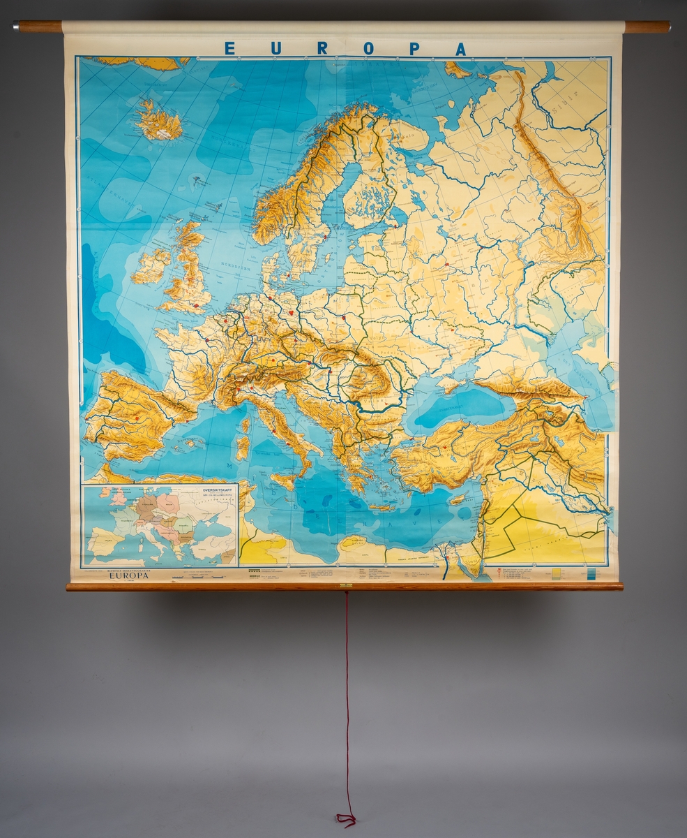 Topografisk, politisk, kart over Europa