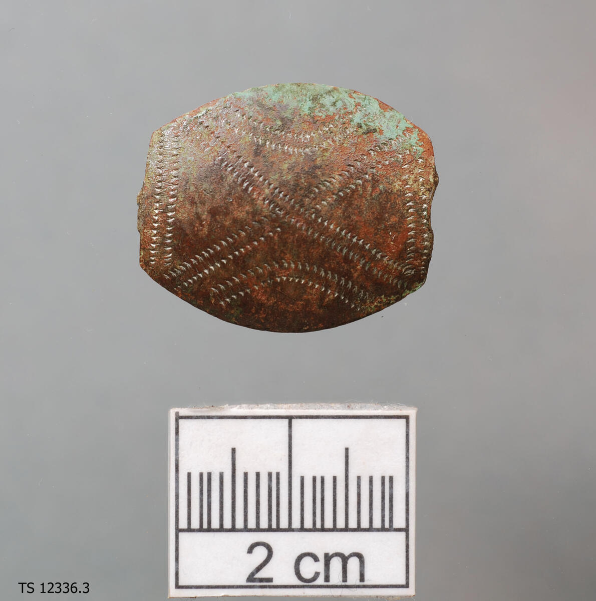 En (1) smykkedel. Samisk. Bladformet og ornert, litt mindre enn TS12336.2. 2,6 cm lang. 2,17 cm bred på midten, og 1,17 cm ved ytterkantene.
LokalitetsID: 263076