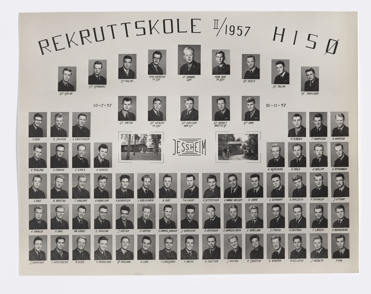 Militære årsfoto. Rekruttskole II/1957. HISØ. Jessheim  