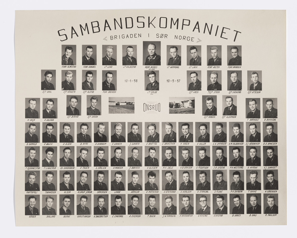 Militære årsfoto. Sambandskompaniet. Brigaden, Sør-Norge. Onsrud, 1956–1957
