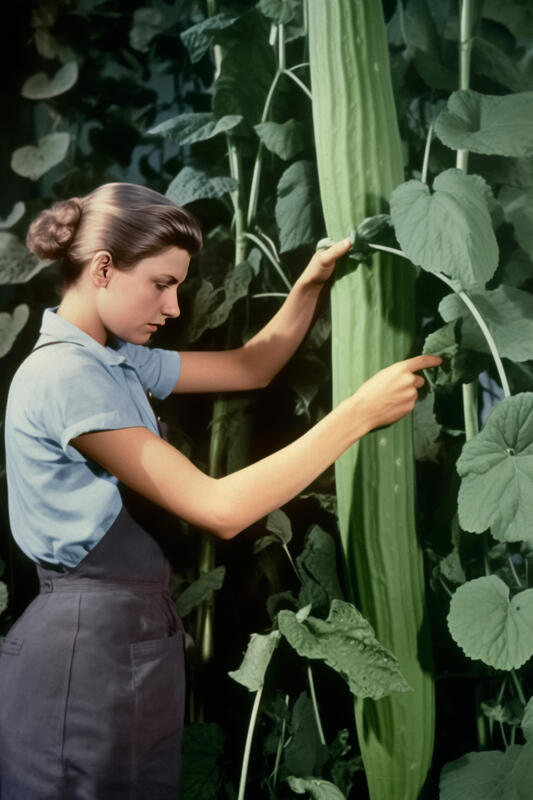 Ai-generert bilde viser en kvinne med en gigantisk agurk.