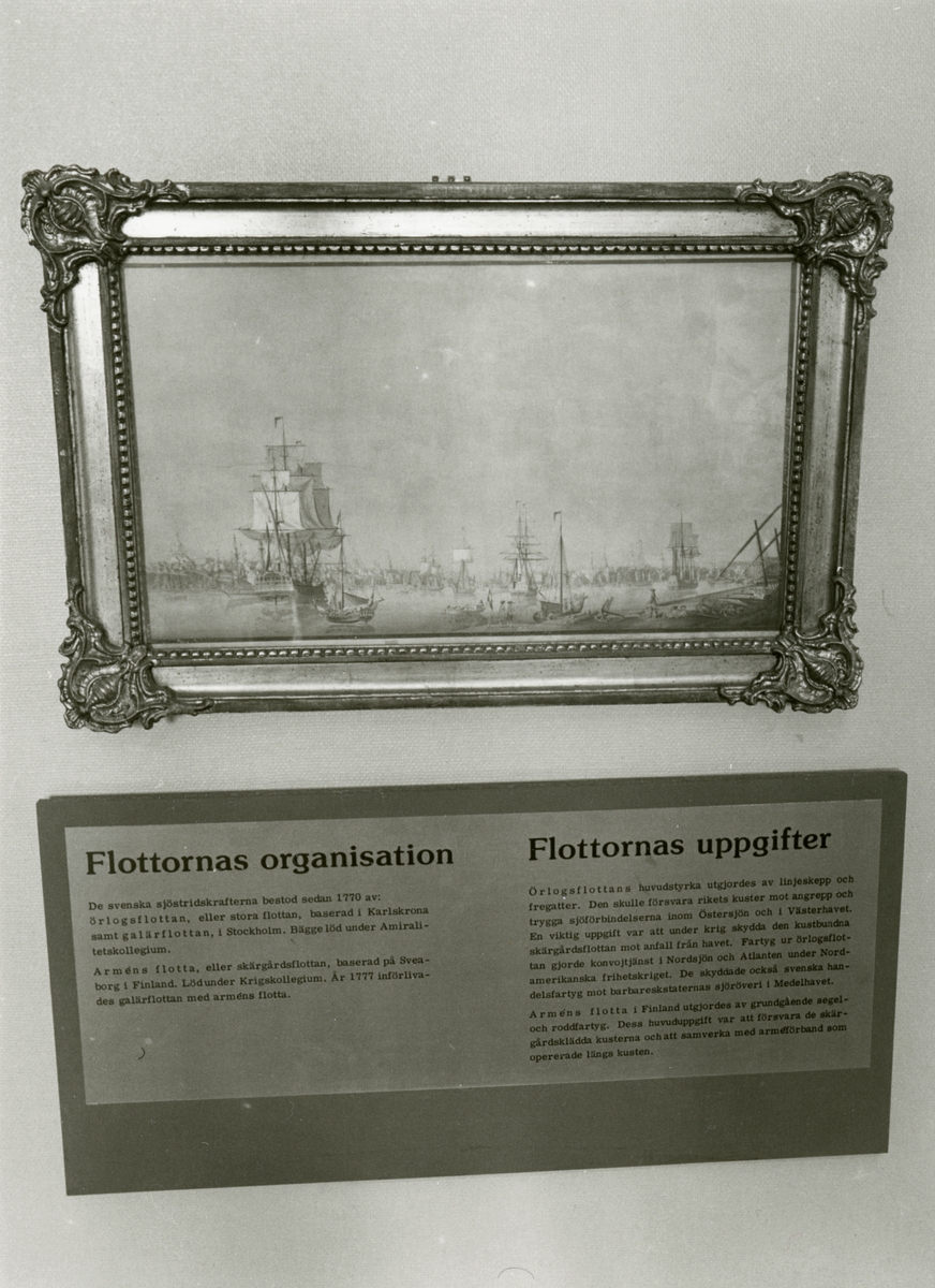 Den permanenta utställningen fotograferad 1987. Del av utställningen som berättar om Flottornas organisation och uppgifter.