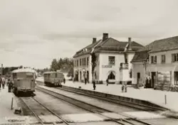 Postkort, Elverum stasjon, jernbanestasjon, stasjonsbygning,