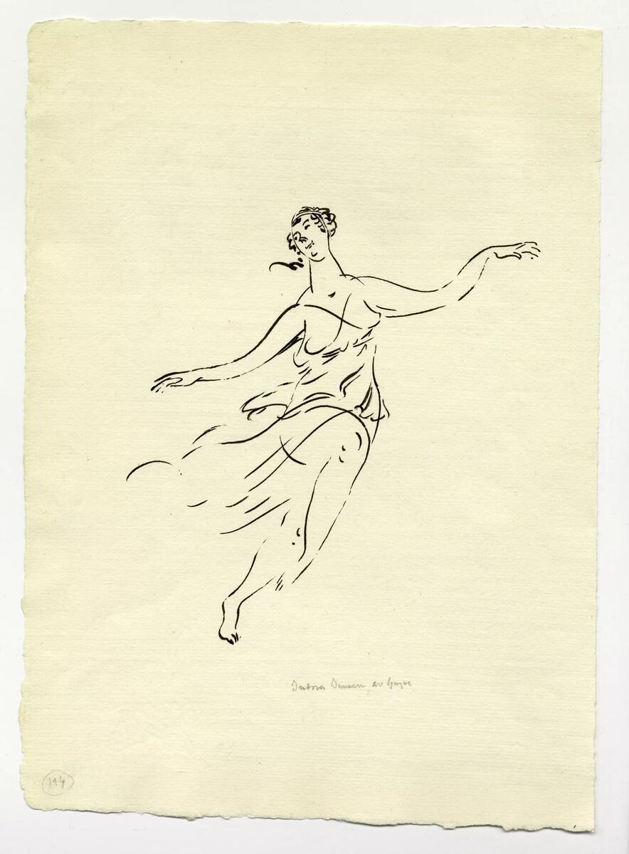 Rollporträtt av Isadora Duncan [Teckning]