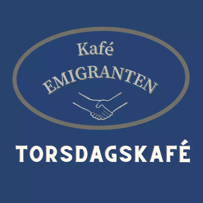To hender som helsar i logo til Kafe Emigranten