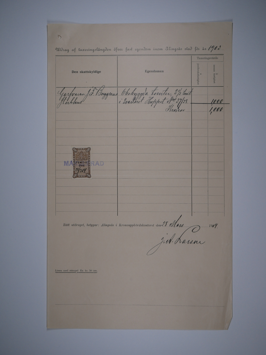 Alingsås Bomullsväveri AB

Taxeringsärenden, 1903 - 1904.
Bunt blandade handskrivna papper.

Gåva 1983-05 av Almedahls AB