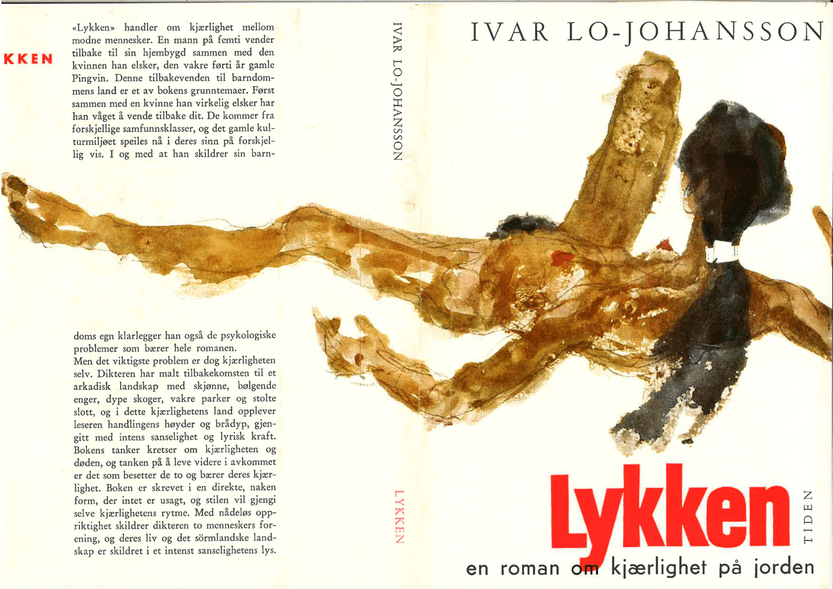 Bokomslaget til boken lykken, portrettbilde av Nils Aas, portrettbilde av Ivar Lo-Johansson