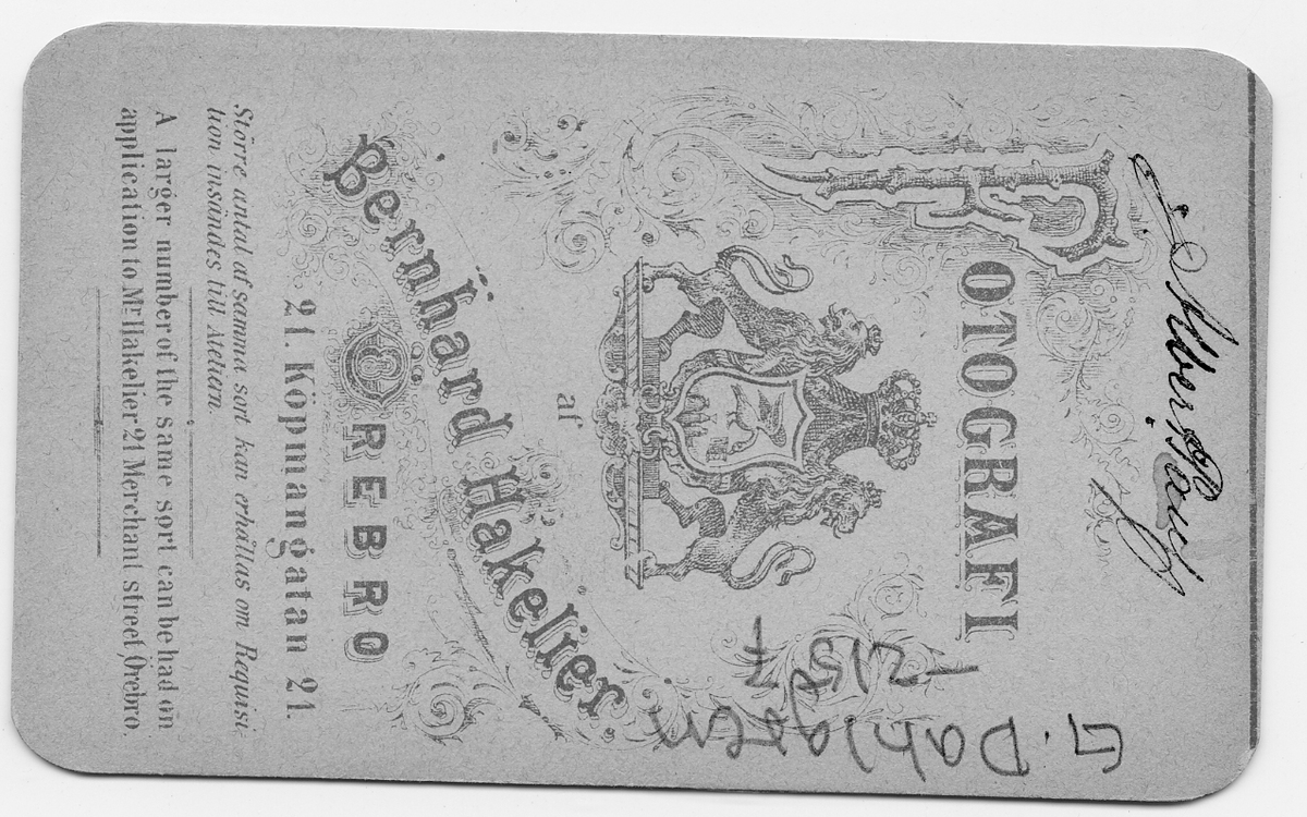 På kuvertet står följande information sammanställd vid museets första genomgång av materialet: Albert Paul.